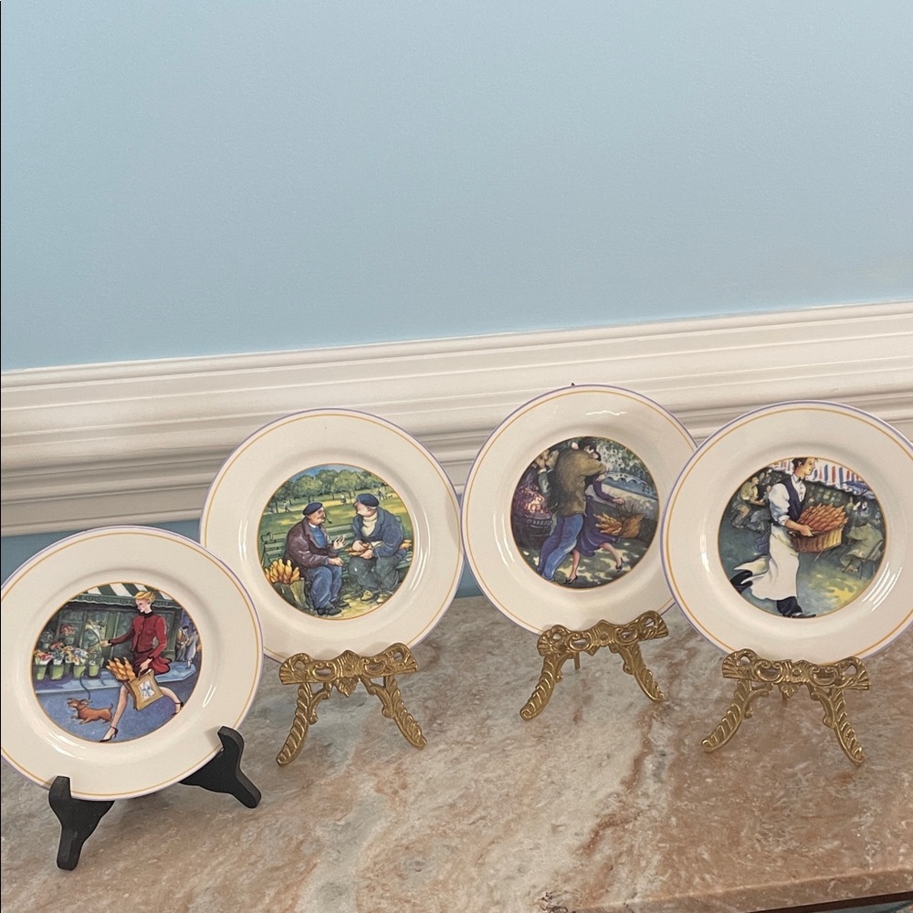 Decorative Plates with Vintage French Scenes